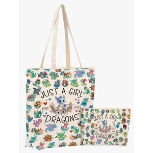 Dragon Stuff Decor Canvas Tote Bag with Makeup Bag
